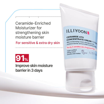 Illiyoon Ceramide Ato Concentrate Cream | Moisturizer for Dry & Sensitive Skin, 100hr Lasting Hydration, For Face & Body, Gentle for Infants, Moisture Barrier Repair, Vegan Certified, 6.76 fl.oz. - Available at All In One Marketplace Canada