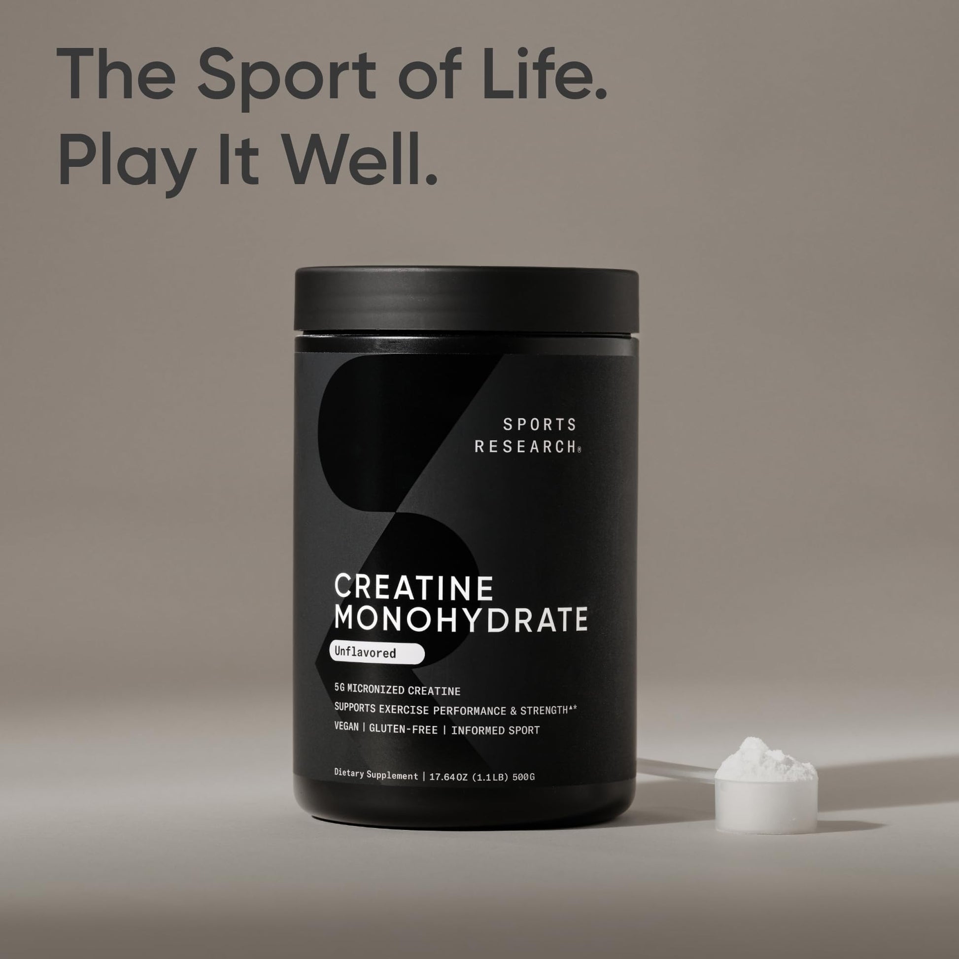Sports Research® Creatine Monohydrate - Pure Micronized Creatine Monohydrate Powder - Improves strength, power, and performance for Women and Men | Non-GMO 100 Servings