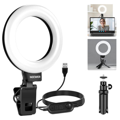 NEEWER Basics BR60 5" Ring Light for Video Conference Lighting, Clip