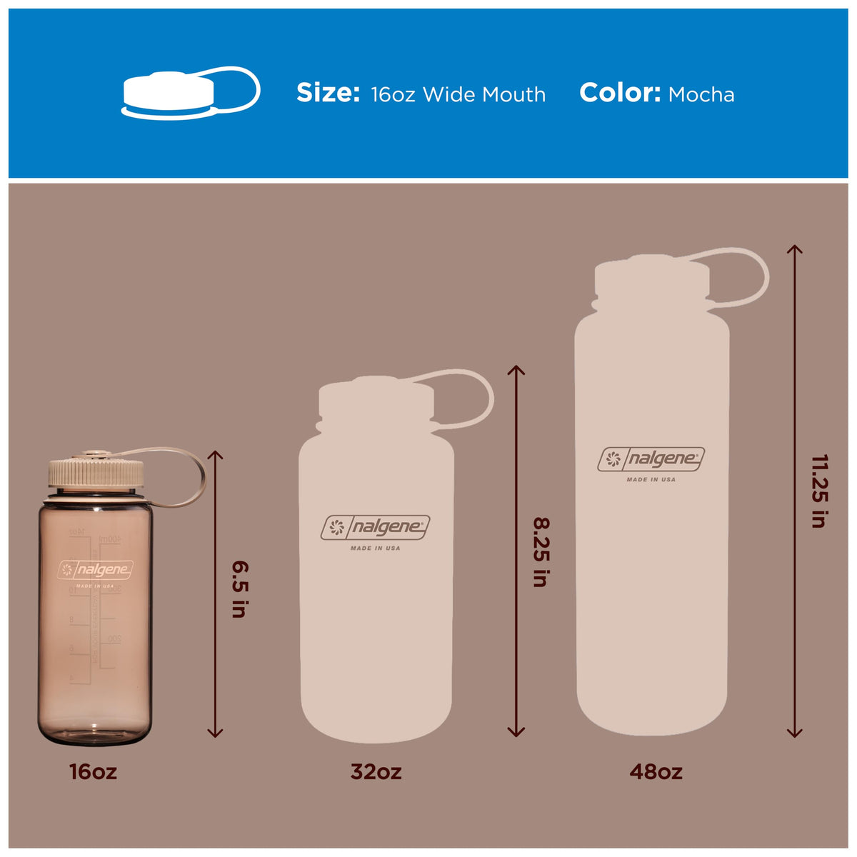 Nalgene 16 oz Wide Mouth Water Bottle, Mocha