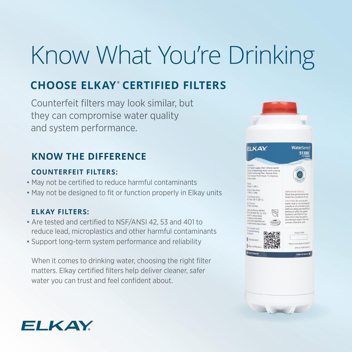 Elkay 51300C-3PK Water Filter for Water Sentry Plus EZH 20, English, Plastic, 4.4" x 13.9" x 13.8", 103.55 fl. oz. (Pack of 3)