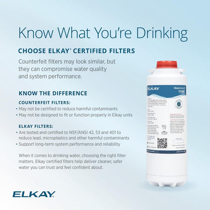 Elkay 51300C-3PK Water Filter for Water Sentry Plus EZH 20, English, Plastic, 4.4" x 13.9" x 13.8", 103.55 fl. oz. (Pack of 3)