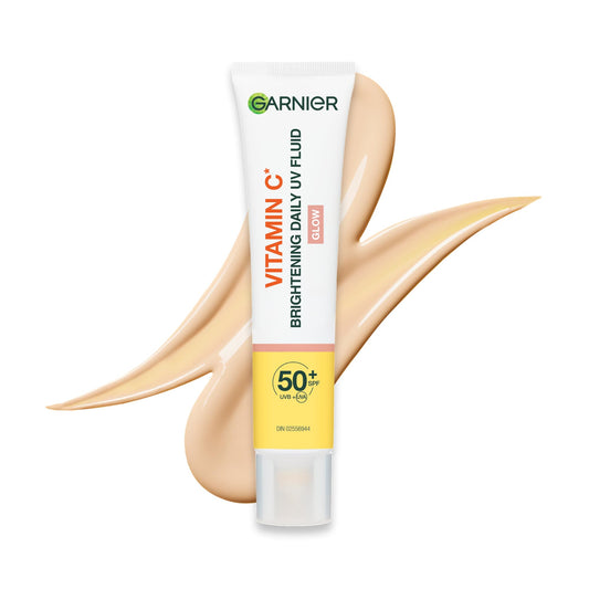 Garnier Vitamin C Daily UV Sunscreen Moisturizer SPF 50+, Brightening Glow Fluid for All Skin Tones, 50 mL