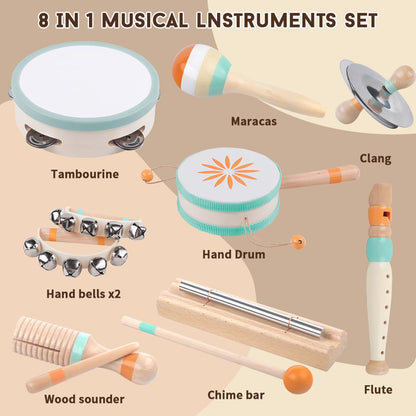 Toddlers Musical Instruments-Baby Montessori Wooden Musical Toys for Toddlers 1-3 Year Old,Kids Percussion Instruments Toy for 1 Year Boy&Girls,Christmas Birthday Gift for 1-3 Year Old 🍁 All In One Marketplace Canada