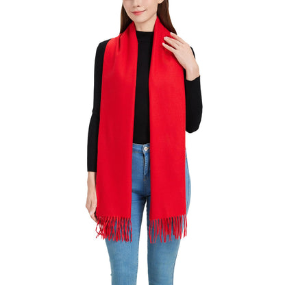 Red Scarf for Women-Soft Warm Tassels Long Scarves for Fall Winter Travel(CA-Style 27-Red) 🍁 All In One Marketplace Canada