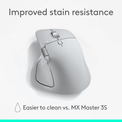 Logitech MX Master 4, Ergonomic Wireless Mouse with Advanced Performance Haptic Feedback, Ultra-Fast Scrolling, USB-C Charging, Bluetooth, Windows, MacOS - Pale Grey