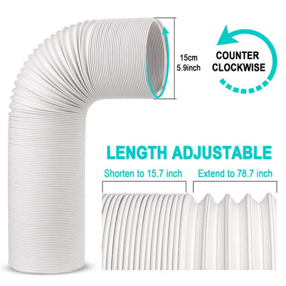 Air Conditioner Hose, Portable Exhaust Vent Hose with 5.9 Inch （6”） Diameter, Counterclockwise AC Hose Length to 80 Inch, Universal Replacement AC Vent Hose for LG and Many More Portable AC - Available at All In One Marketplace Canada