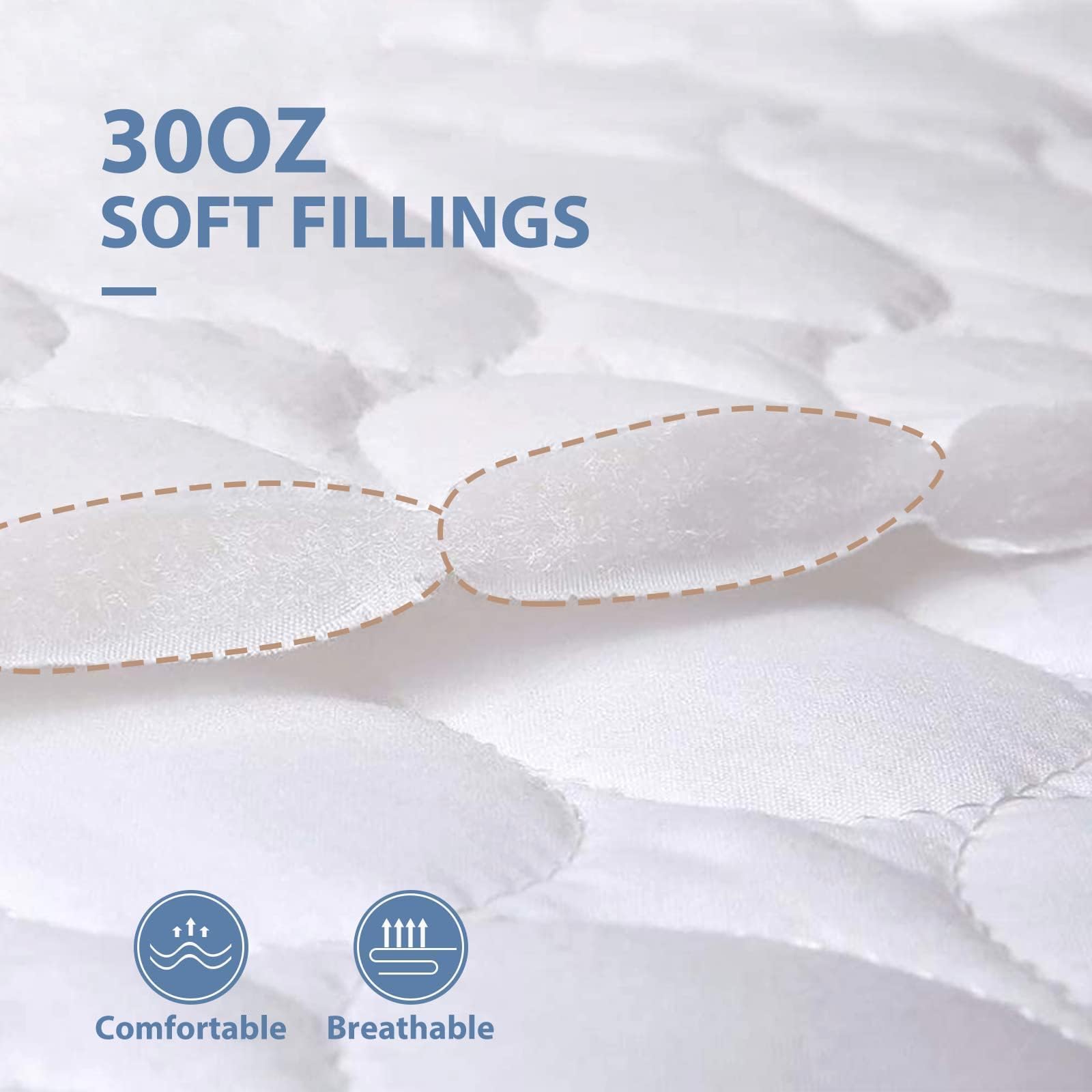 HYMOKEGE Quilted Mattress Protector Queen Size, 100% Waterproof Mattress Cover for Queen Size Bed, Breathable & Noiseless Bed Pad Cover with 5"-21" Deep Pocket - Available at All In One Marketplace Canada