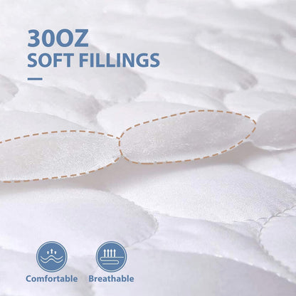 HYMOKEGE Quilted Mattress Protector Queen Size, 100% Waterproof Mattress Cover for Queen Size Bed, Breathable & Noiseless Bed Pad Cover with 5"-21" Deep Pocket - Available at All In One Marketplace Canada
