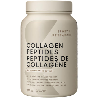 Sports Research® Premium Collagen Peptides Powder (32oz Jar) | Grass-Fed, Certified Paleo Friendly, Non-GMO and Gluten Free - Unflavored and Easy to Mix