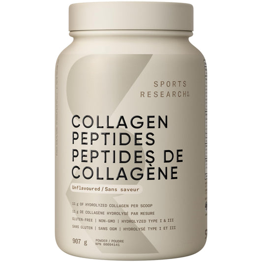 Sports Research® Premium Collagen Peptides Powder (32oz Jar) | Grass-Fed, Certified Paleo Friendly, Non-GMO and Gluten Free - Unflavored and Easy to Mix