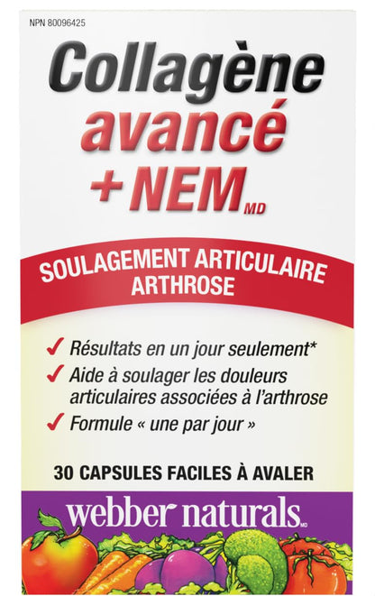 Webber Naturals Advanced Collagen + NEM, Helps Reduce Joint Pain & Stiffness, 30 Capsules, Clinically Researched - Available at All In One Marketplace Canada