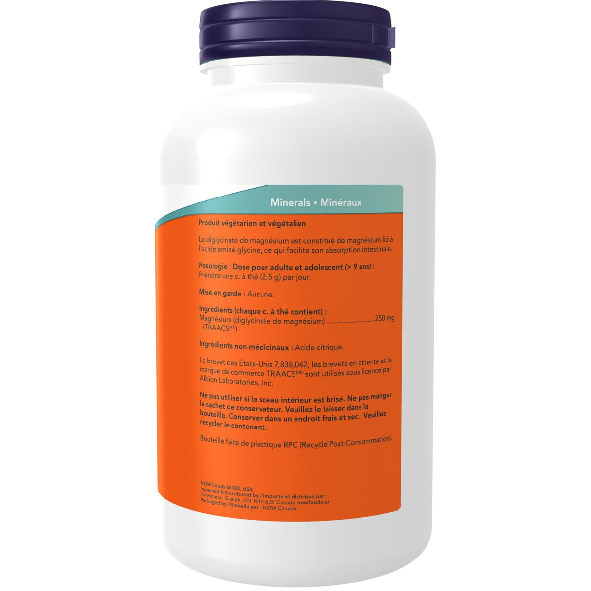 NOW Supplements, Magnesium Bisglycinate Powder, Enzyme Function, Nervous System Support, 227g
