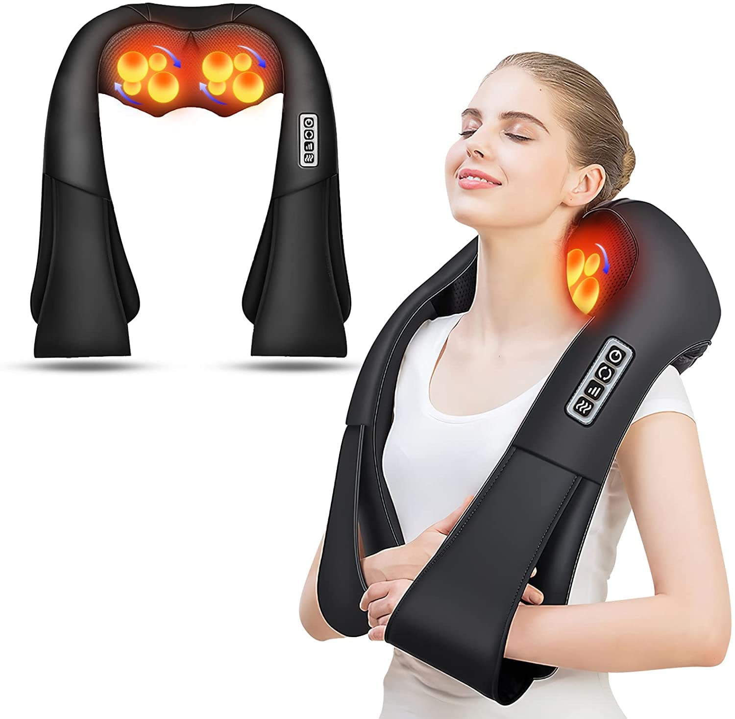 AERLANG Shiatsu Neck and Shoulder Massager, Back Massager with Heat Deeper Tissue Kneading Massage for Shoulder, Neck and Back Massage Electric Massagers-mothers Day Gift Ideas (NOT Cordless) - Available at All In One Marketplace Canada