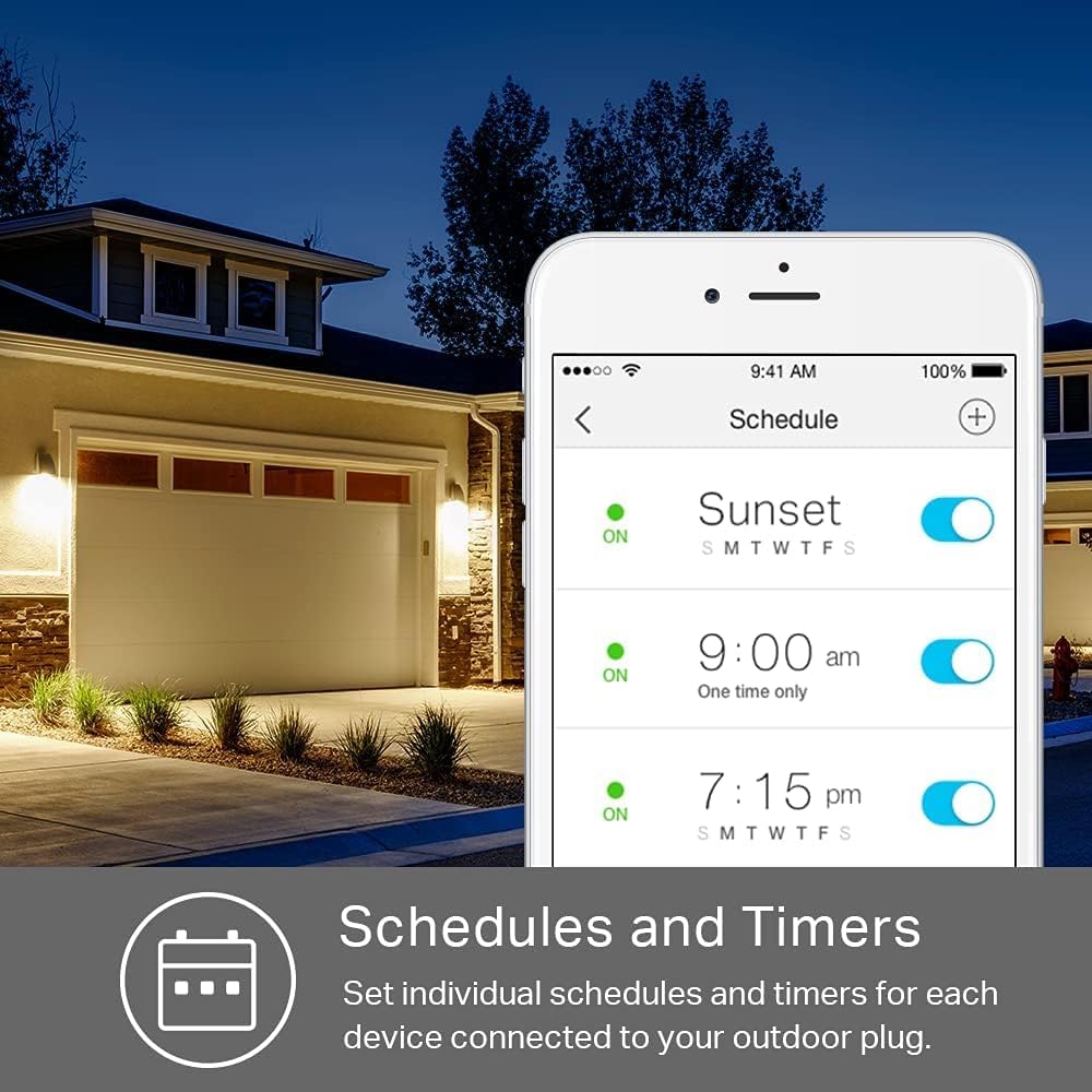 Kasa Smart Outdoor Smart Plug by TP-Link (KP400) - Smart WiFi Outlet with 2 Sockets, IP64 Waterproof, Works with Alexa and Google Home, 2.4GHz WiFi Required, No Hub Required, Sunset & Sunrise Offset