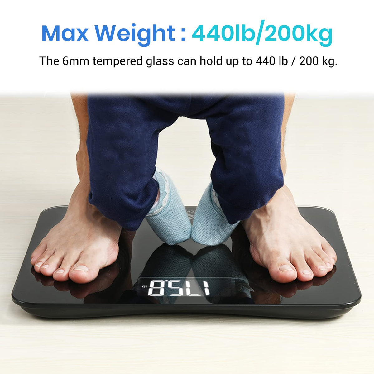 Etekcity High Precision Digital Body Weight Bathroom Scale with Ultra Wide Platform and Easy-to-Read Backlit LCD, 440 Pounds, Black