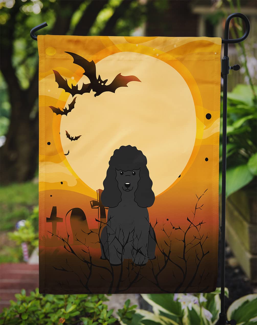 Caroline's Treasures BB4337GF Halloween Poodle Black Flag Garden Size, Small, Multicolor