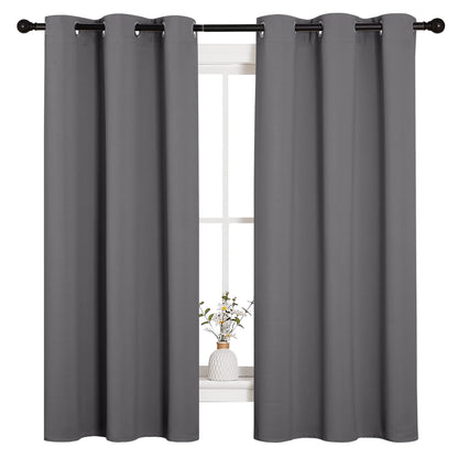 NICETOWN Blackout Curtains 2 Panels for Bedroom- Thermal Insulated Grommet Blackout Curtains 63 Inches Long for Living Room/Kitchen Rideaux occultants (2 Panels, W42 x L63 -Inch,Grey)
