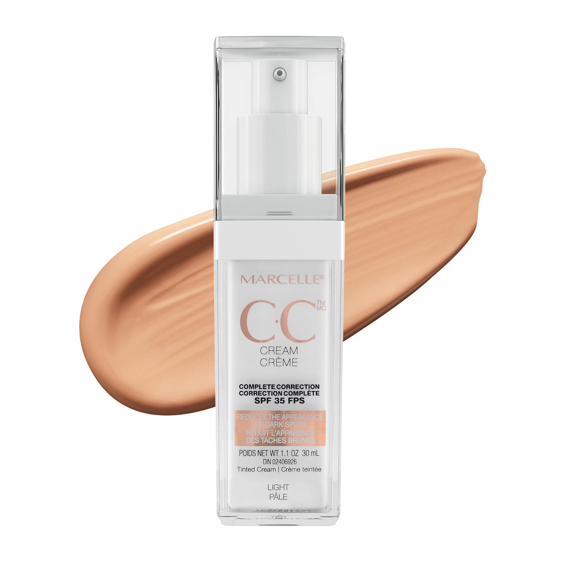 Marcelle CC Cream SPF 35, Light, 12-in-1 Tinted Moisturizer, Complete Coverage & Correction, Hypoallergenic, Fragrance-Free, Paraben-Free, Oil-Free, Non-Comedogenic, Vegan, Cruelty-Free, 30 mL MARCELLE