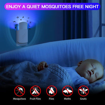 Fruit Fly Traps for Indoors, Mosquito Trap Plug in Bug Catcher with Night Light, Moth Housefly Insect Gnat Traps for House Indoor Kitchen Office - No Odor (1D+6Refills) - Available at All In One Marketplace Canada