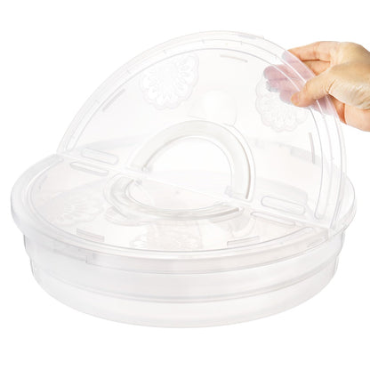 Lawei 2 Pack 12 Inch Food Storage Container with Lid and Handle, 2 Compartment Leak-Proof Pie Carrier & Pizza Keeper, Reusable Pizza Storage Container for Cake, Cheesecake, Tortilla, Picnic, Pastry 🍁 All In One Marketplace Canada