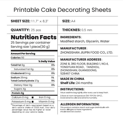 YouTook 25pcs A4 Size Edible Paper Icing Sheets 🍁 All In One Marketplace Canada