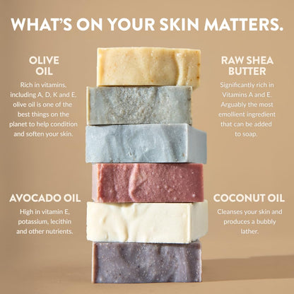 Crate 61, Vegan Natural Bar Soap, Handmade Soap With Premium Essential Oils, Cold Pressed Face And Body Bar Soap For Men And Women 6 Pack (Most Popular) - Available at All In One Marketplace Canada