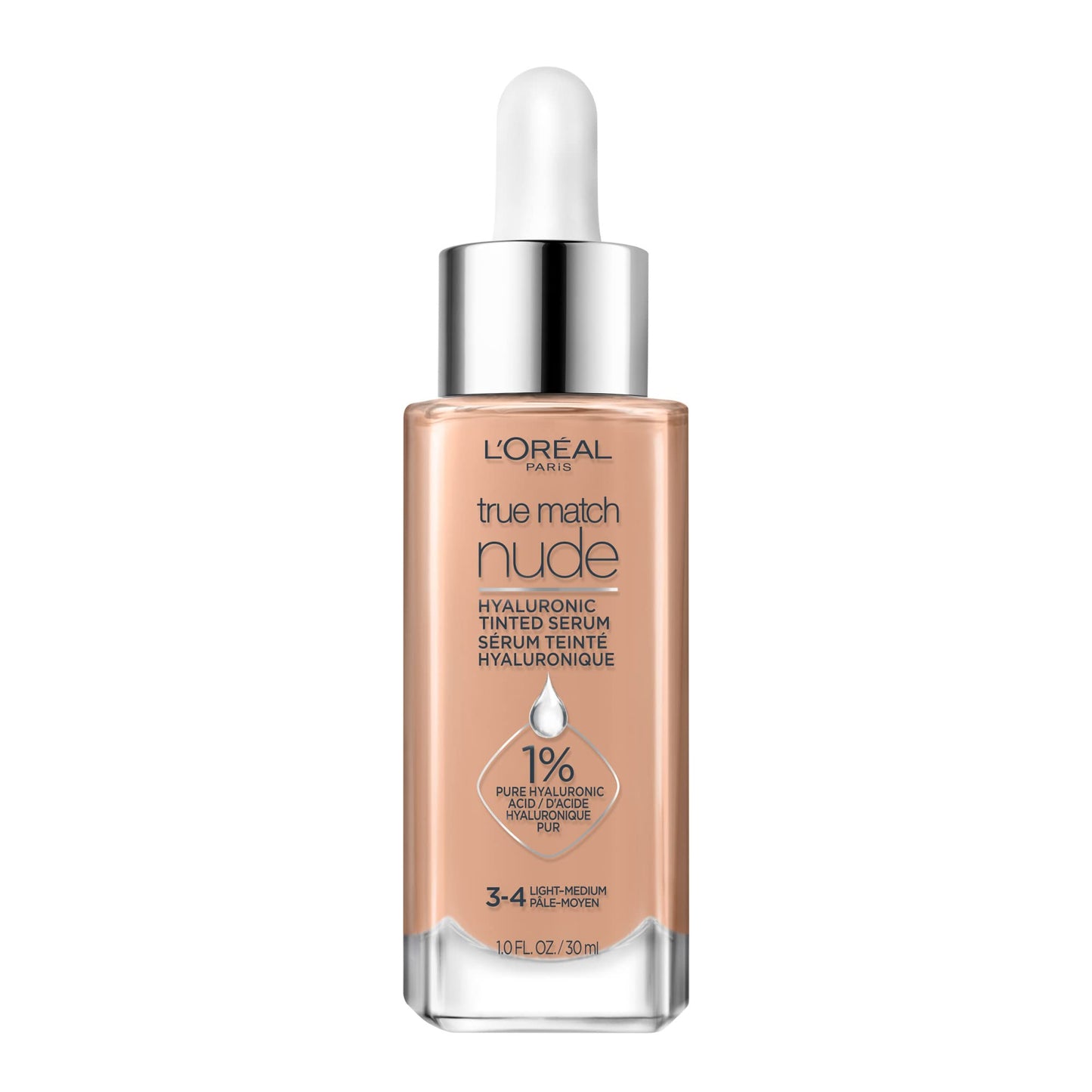 L’Oréal Paris True Match Nude Hyaluronic Foundation, Tinted Face Serum Foundation with Hyaluronic Acid for Lightweight Coverage and Instant Hydration, Radiant Finish - Light Medium, 30 mL 🍁 All In One Marketplace Canada
