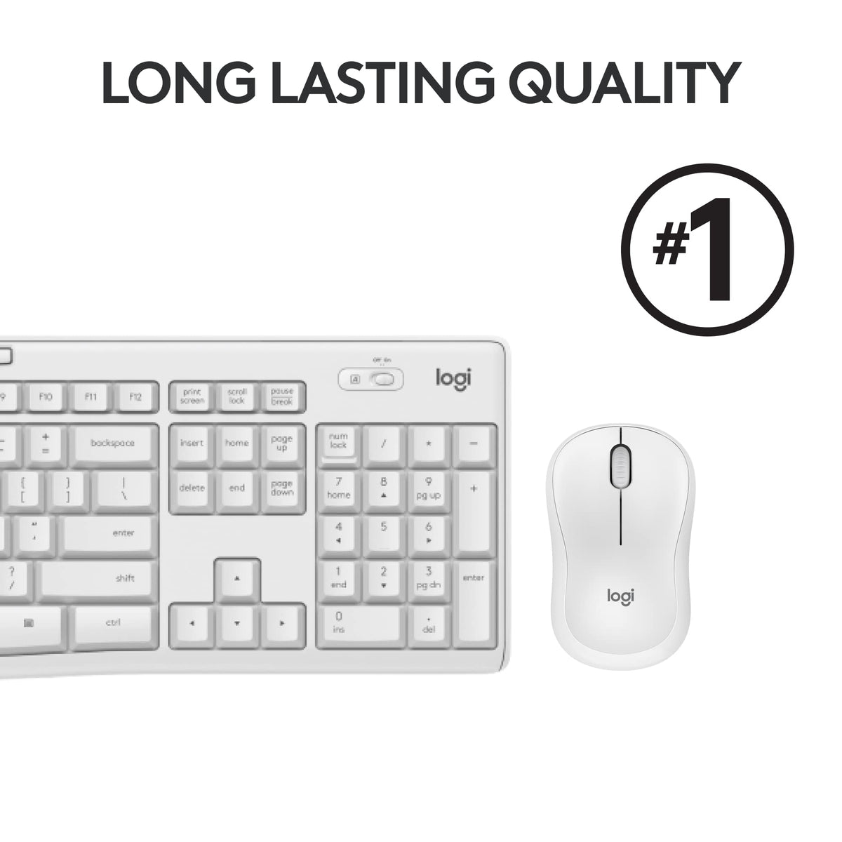 Logitech MK295 Full Size Silent Wireless Keyboard Mouse Combo - Off White