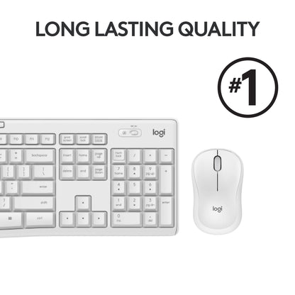 Logitech MK295 Full Size Silent Wireless Keyboard Mouse Combo - Off White