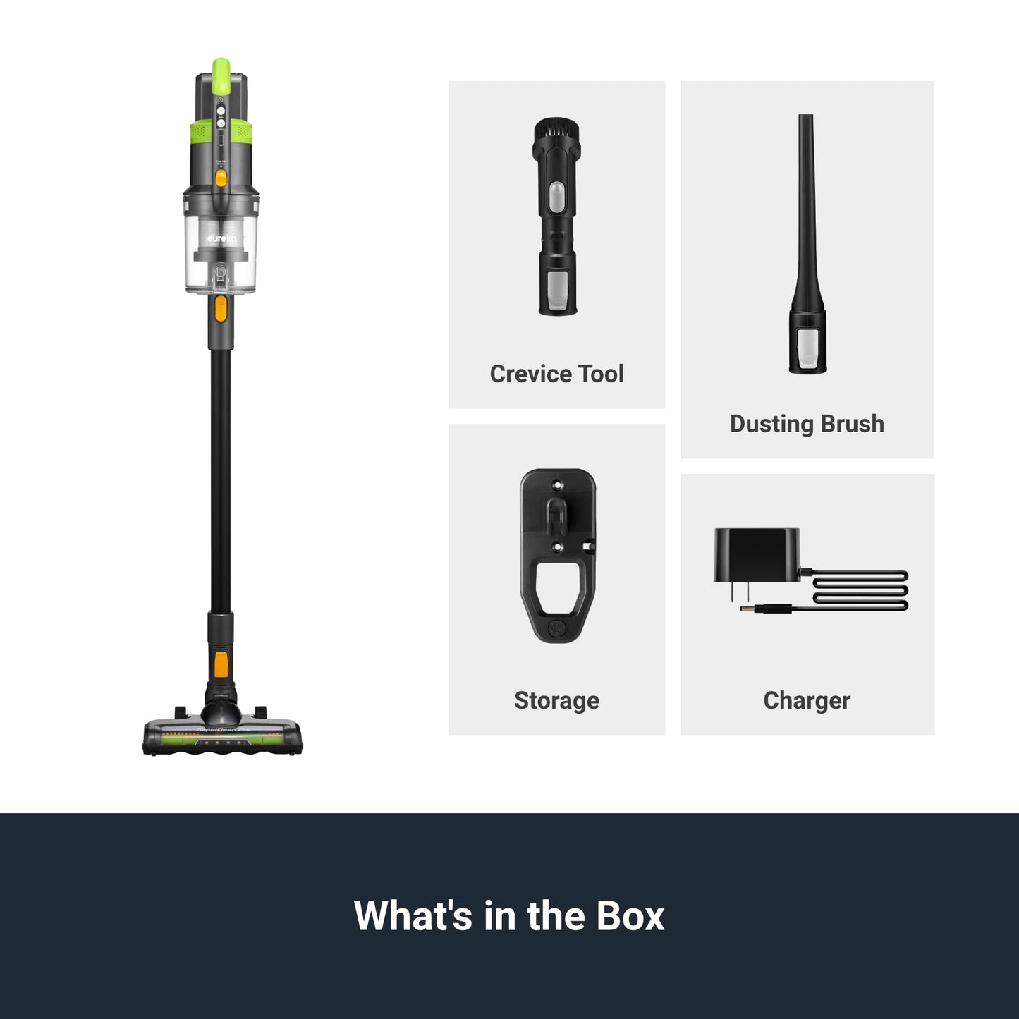 Eureka Cordless Vacuum Cleaner Powerful for Hard Floor and Pet Hair, Lightweight Portable Convenient Cordless Stick and Handheld Vacuum LED Headlight, Green, RapidClean Pro NEC285GR w/ 250W BLDC Motor EUREKA