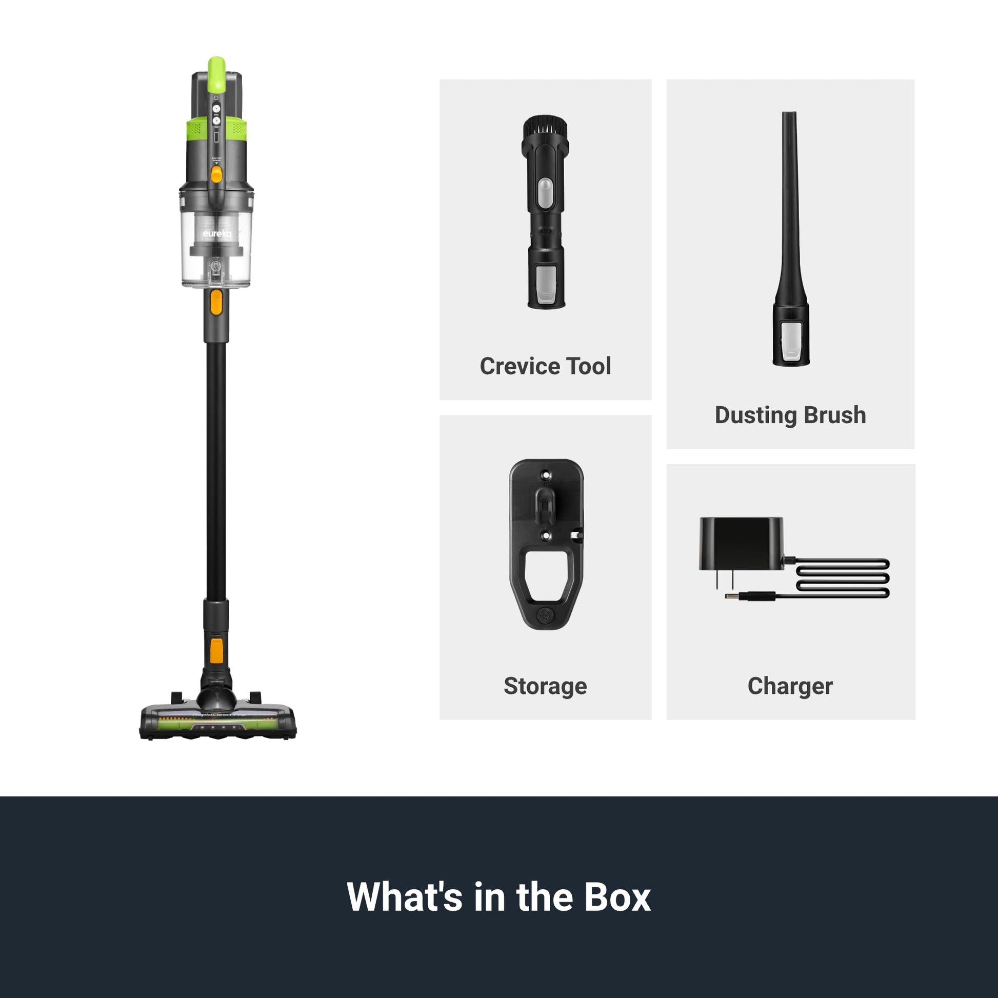 Eureka Cordless Vacuum Cleaner Powerful for Hard Floor and Pet Hair, Lightweight Portable Convenient Cordless Stick and Handheld Vacuum LED Headlight, Green, RapidClean Pro NEC285GR w/ 250W BLDC Motor EUREKA