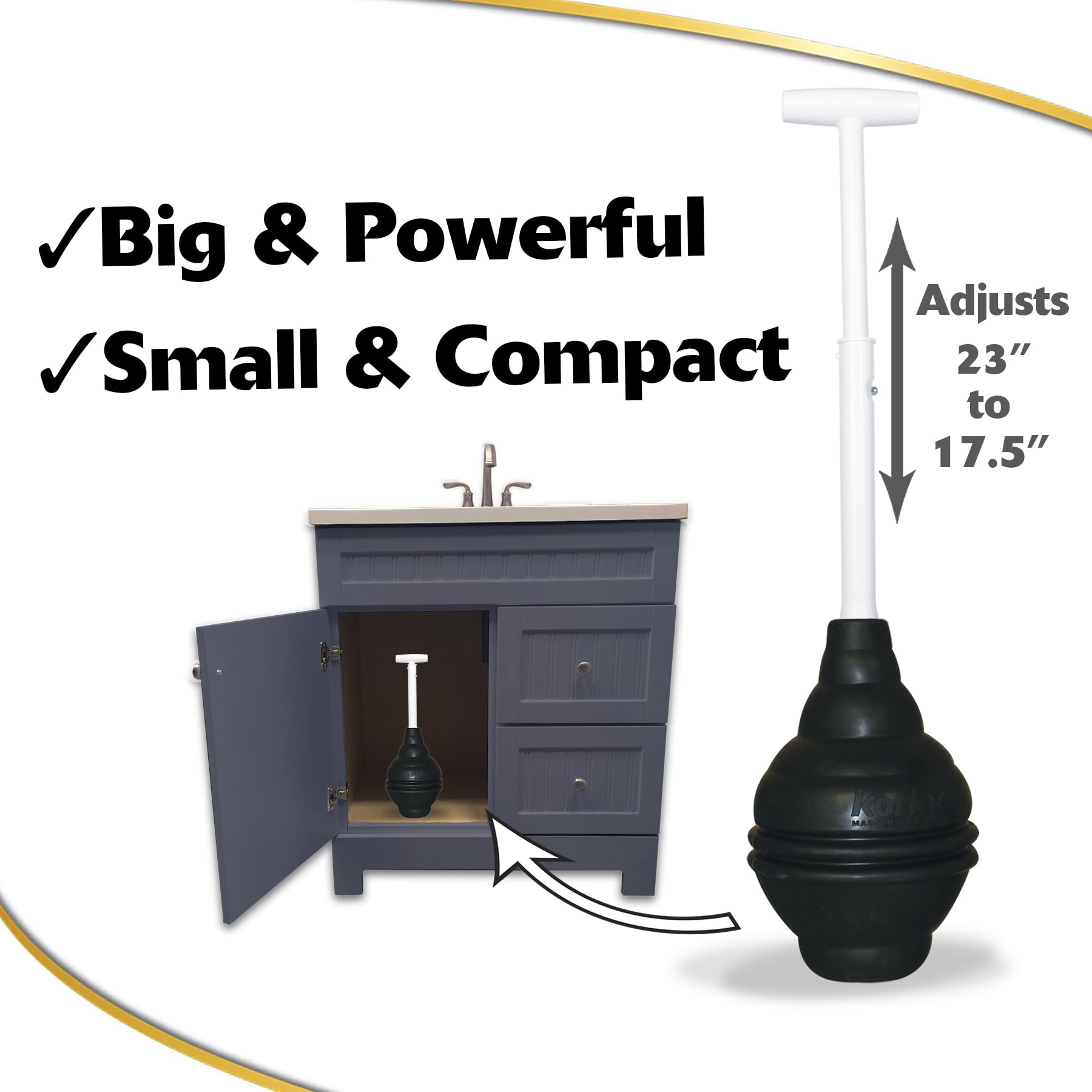 Korky BeehiveMAX Heavy Duty Toilet Plunger - Seals All Bowl Shapes – Powerful Clog Removal Korky
