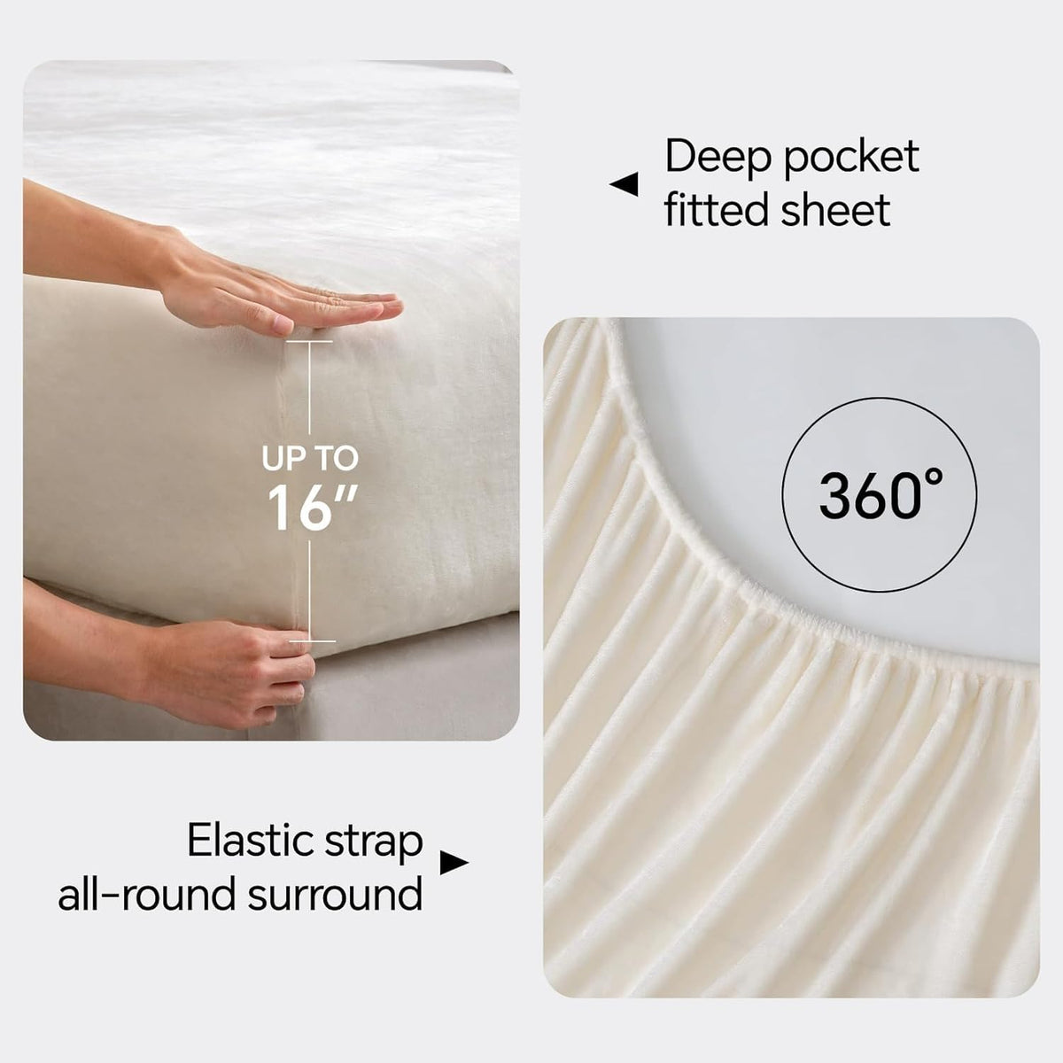 BEDELITE Flannel Sheets Queen Size Bed Set, White, 4 Pieces 🍁 All In One Marketplace Canada