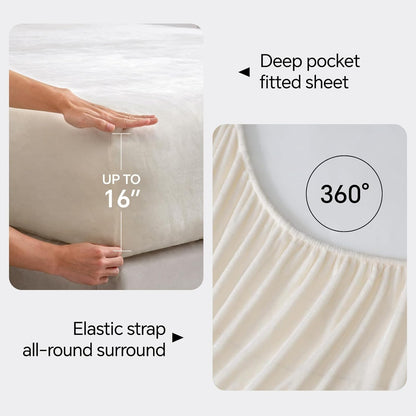 BEDELITE Flannel Sheets King Size Bed Set, White, 4 Pieces 🍁 All In One Marketplace Canada