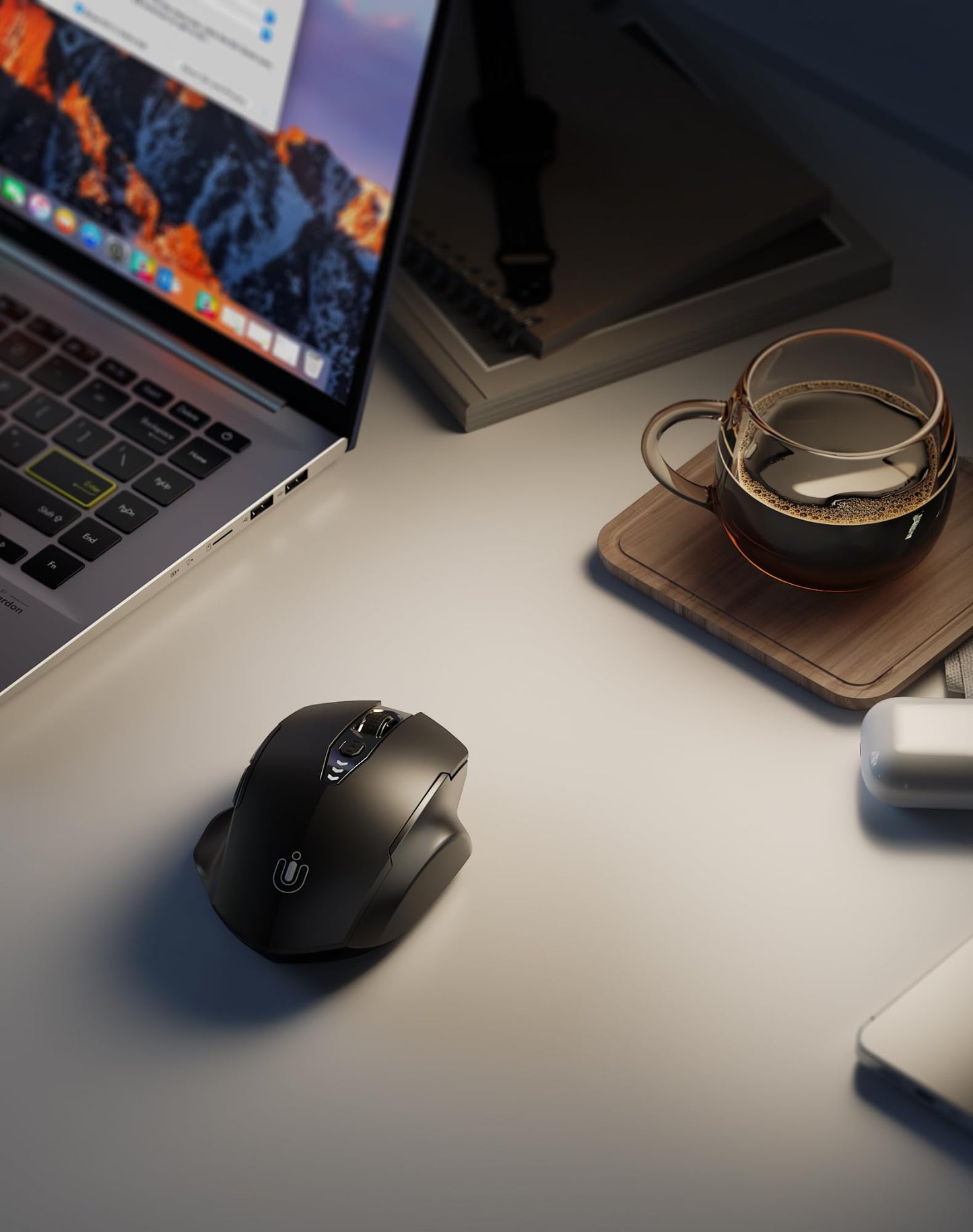 Bluetooth Mouse,[Upgraded] Wireless Mouse Rechargeable,Tri-Mode (BT 5.0/4.0+2.4G Hz),Computer Mouse with Visible Battery Level, 4 Adjustable DPI, Portable PC Mouse for MacBook Chromebook,Black