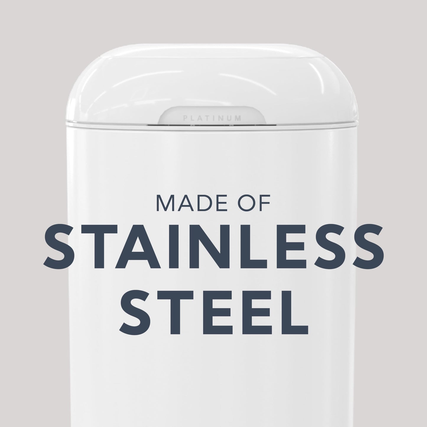 Diaper Genie Platinum Diaper Pail, White - Made in Durable Stainless Steel and Includes 1 Easy Roll Refill with 18 Bags
