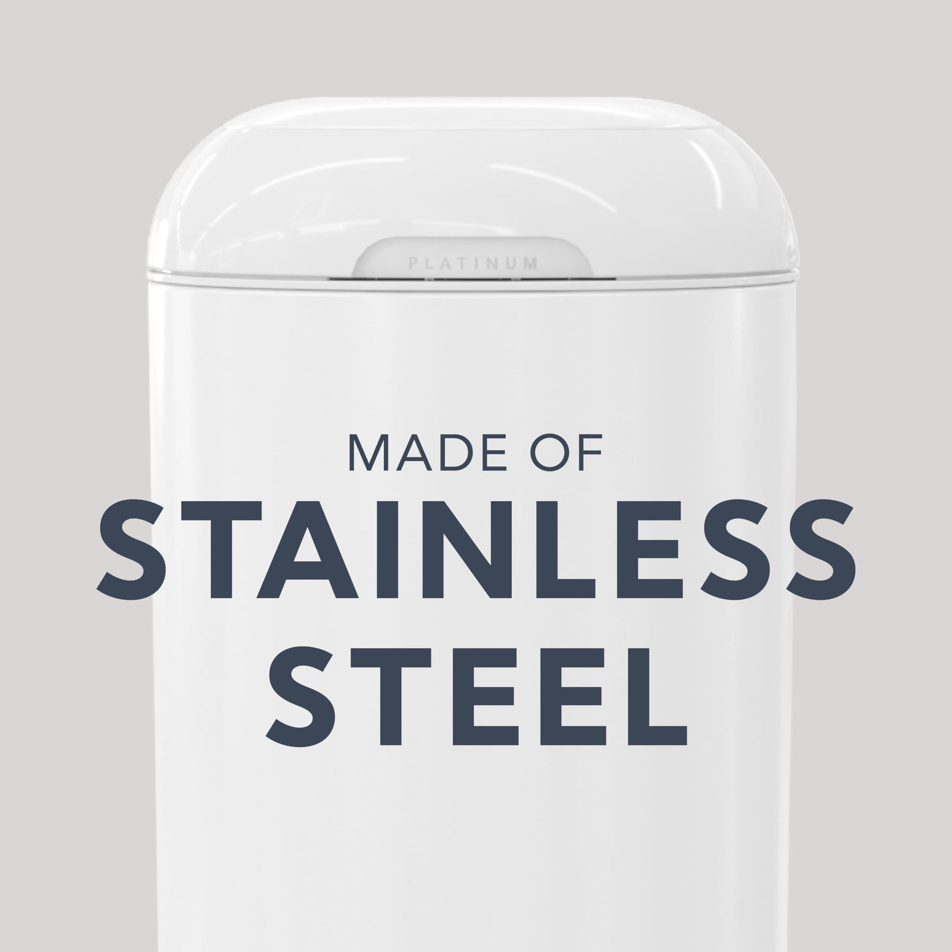 Diaper Genie Platinum Diaper Pail, White - Made in Durable Stainless Steel and Includes 1 Easy Roll Refill with 18 Bags