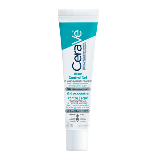 CeraVe Acne Control Gel For Face, Pimple & Pores, With Salicylic Acid, 3 Essential Ceramides, Niacinamides. Developed with Dermatologists, Non-Comedogenic, Oil-Free, Fragrance-Free, 40ml - Available at All In One Marketplace Canada