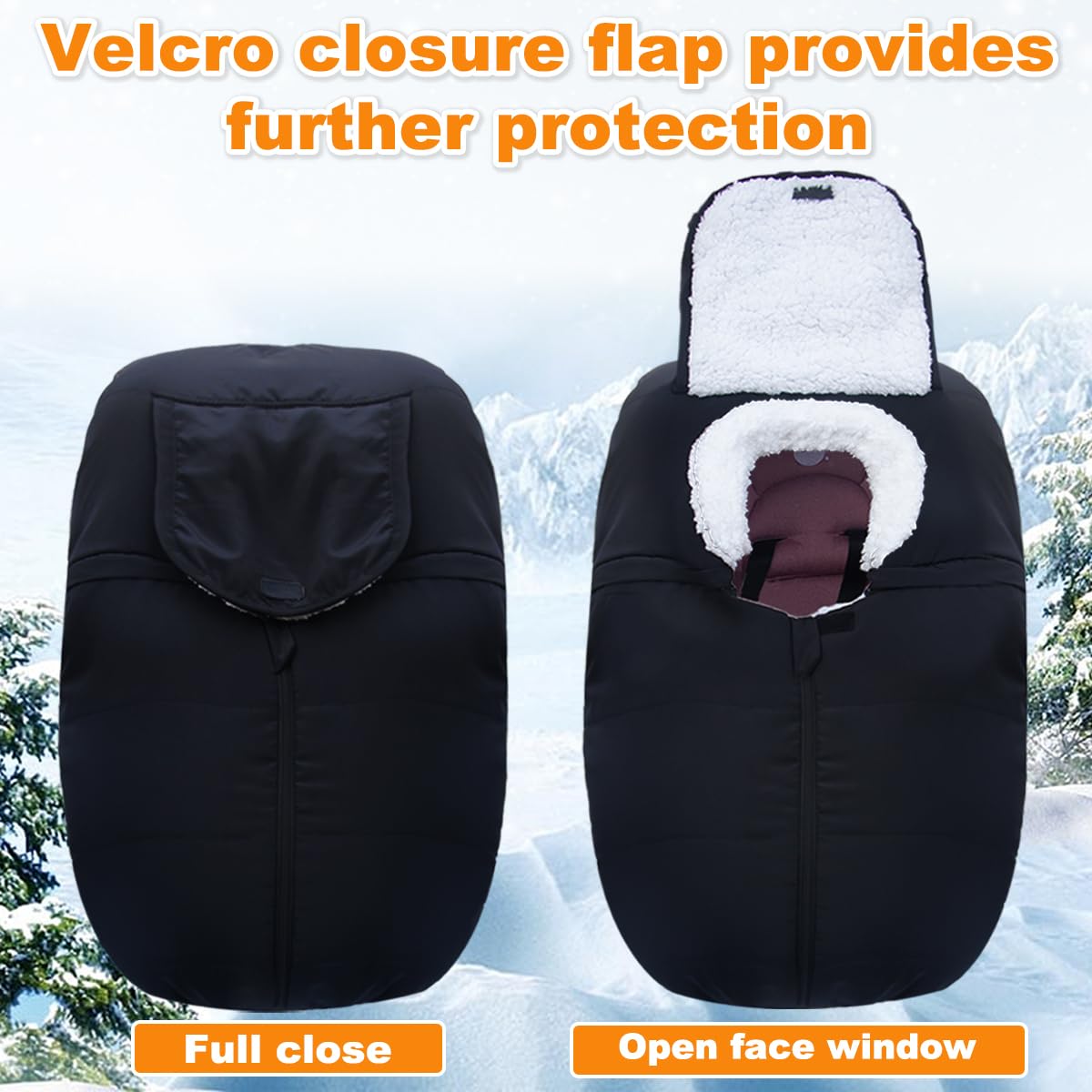 Winter Baby Car Seat Cover - Carseat Bunting Bag/Blanket Keep Baby Warm for Newborn Infant - Cold Weather Insulated Windproof Carrier Canopy for Travel (Black) 🍁 All In One Marketplace Canada