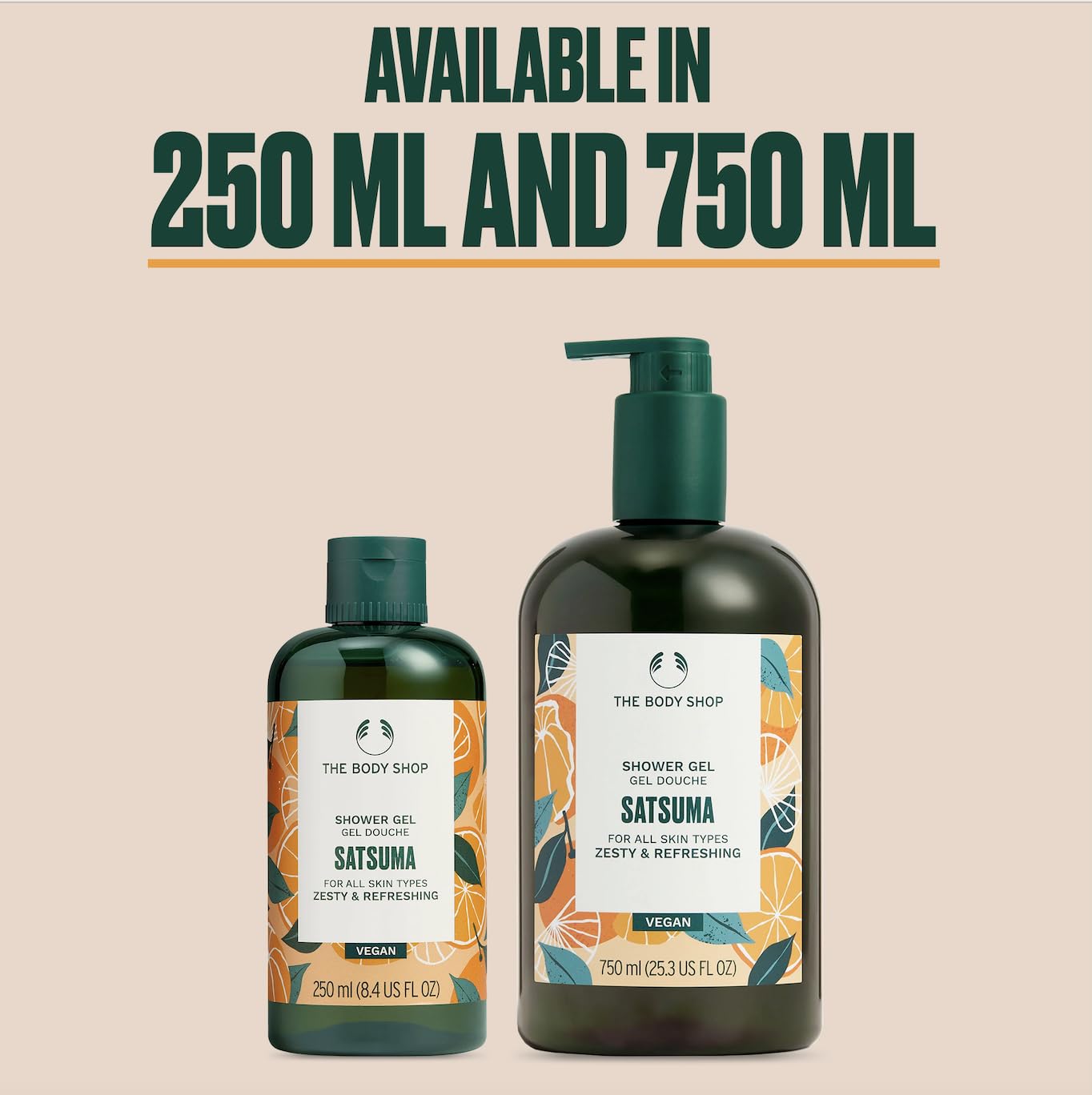 The Body Shop Satsuma Shower Gel 750 ml | Energizing Citrus Body Wash & Natural Shower Gel for Men & Women | Refreshing Cleanser - Available at All In One Marketplace Canada