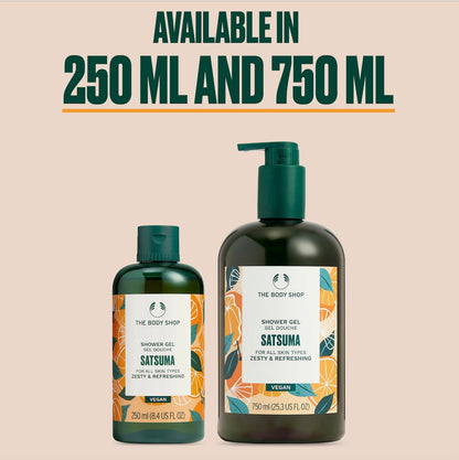 The Body Shop Satsuma Shower Gel 750 ml | Energizing Citrus Body Wash & Natural Shower Gel for Men & Women | Refreshing Cleanser - Available at All In One Marketplace Canada