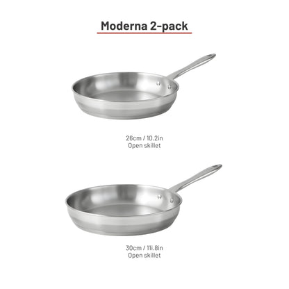 Lagostina Moderna 2 Piece Stainless Steel Pan Set (26cm / 10in and 30cm / 12in), Commercial Capsule Base, Induction Safe Cookware, Dishwasher and Oven Safe up to 400ºF / 204ºF, Silver 🍁 All In One Marketplace Canada Lagostina