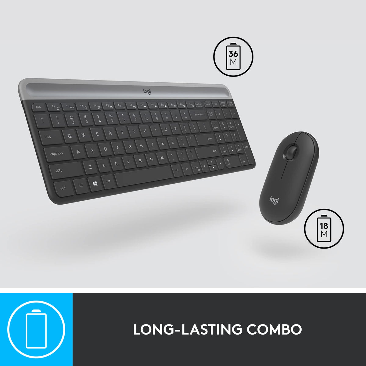 Logitech MK470 Slim Wireless Combo Compact Keyboard and Mouse - Graphite