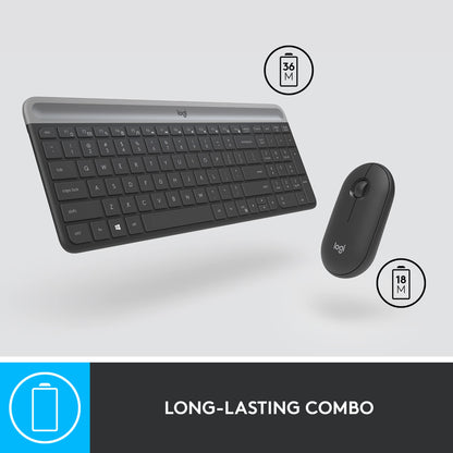 Logitech MK470 Slim Wireless Combo Compact Keyboard and Mouse - Graphite