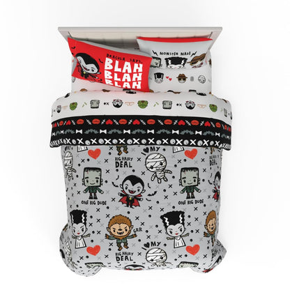 Universal Little Monsters Halloween Full Bed Set – Super Soft & Cozy 5 Piece Reversible Comforter and Sheet Set Featuring Snoopy & Charlie Brown, (Officially Licensed Product) by Franco