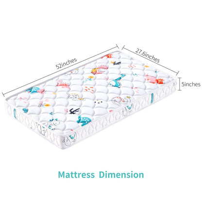Premium Dual-Sided Crib & Toddler Mattress, Hypoallergenic, 5" Firm Soft Crib Mattress, Non-Toxic - Fits Standard Cribs & Toddler Beds - Available at All In One Marketplace Canada
