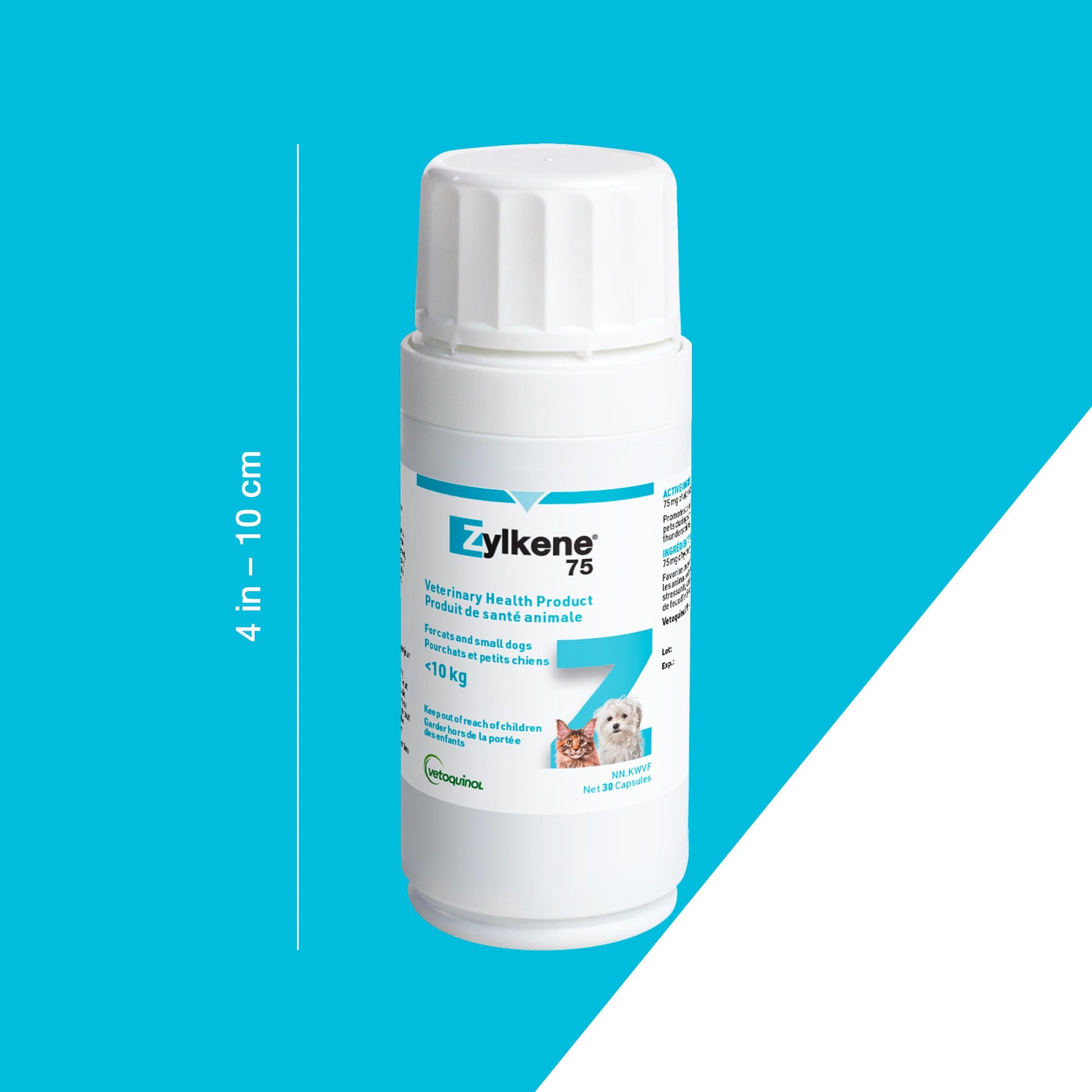 Vetoquinol Zylkene – Veterinary Health Product - Calm and Relaxed Behaviour in Pets During Stressful Events - 75 mg - Cats and Small Dogs - 30 Caps