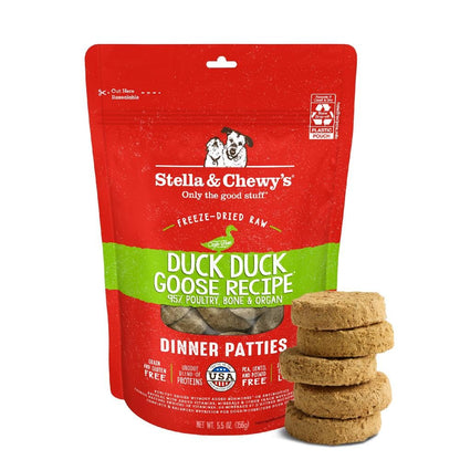 Stella & Chewy’s Freeze Dried Raw Dinner Patties – Grain Free Dog Food, Protein Rich Duck Duck Goose Recipe – 156g Bag