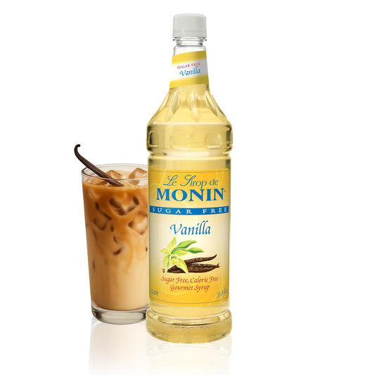 Monin - Sugar Free Vanilla Syrup | Premium Calorie-Free Syrup | Pure & Rare Madagascar Vanilla for Coffee, Lattes & More (BPA-Free Plastic Bottle, 33.8 fl oz) - Available at All In One Marketplace Canada
